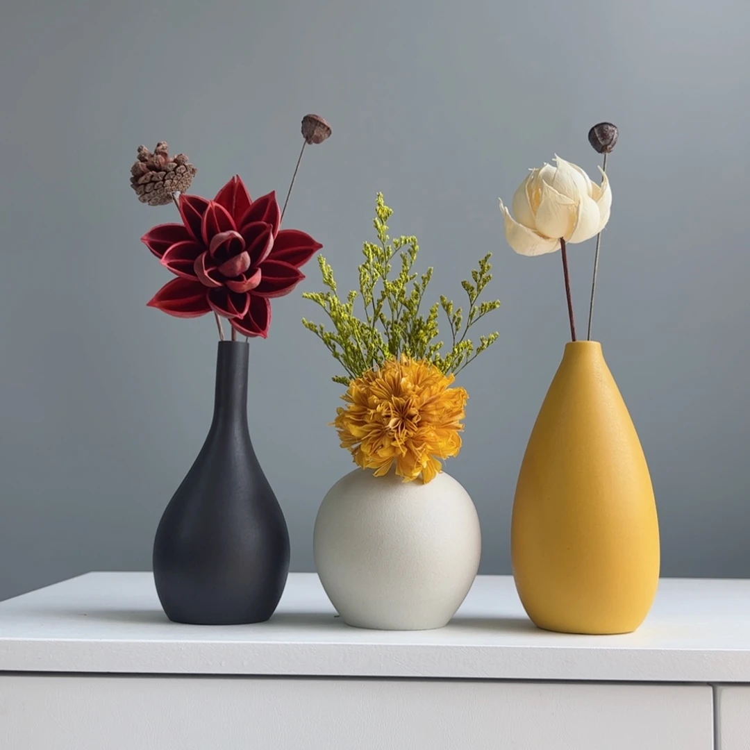 摆件陶瓷小花瓶摆件含花总高约20-30cm