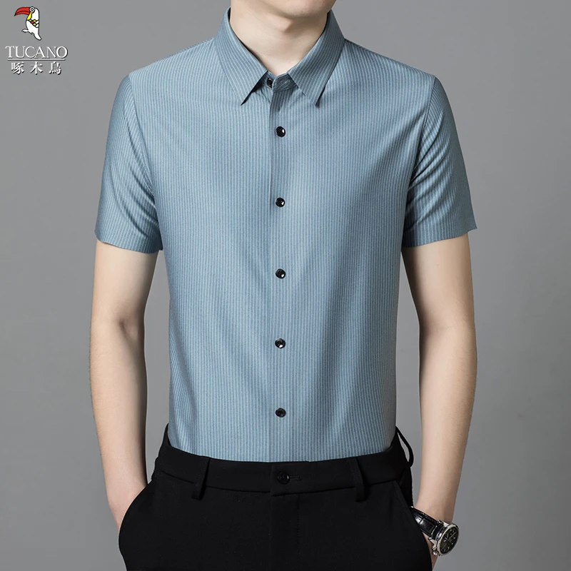 啄木鸟2025春季亲肤柔软日常百搭时尚经典大方男士上衣短袖