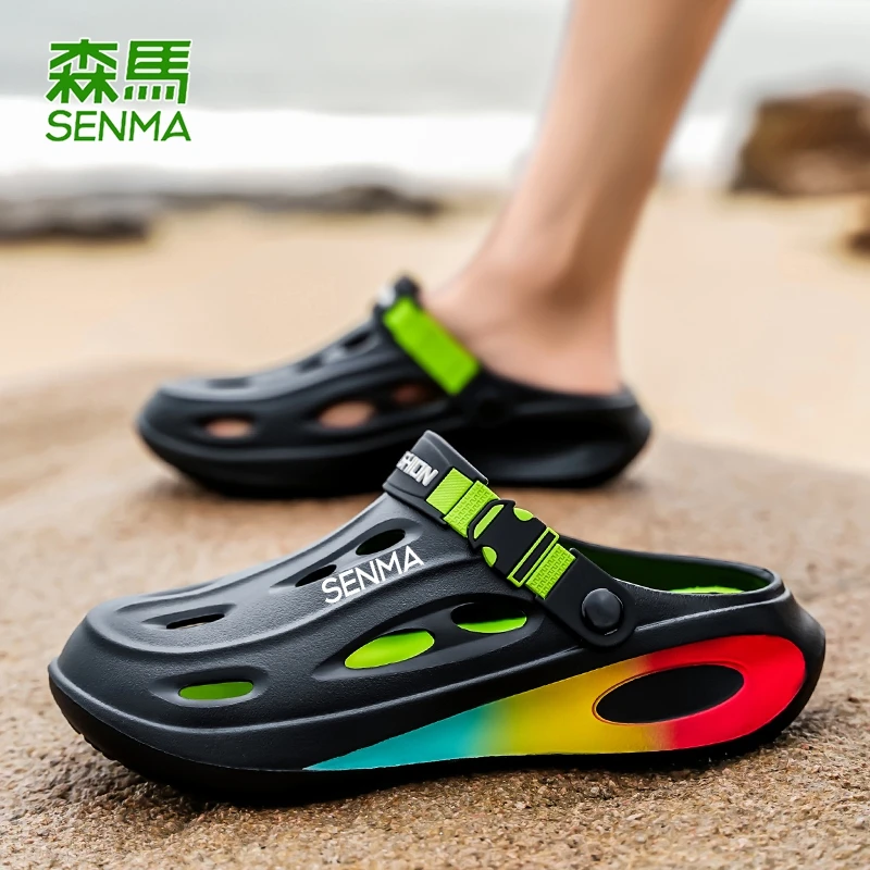 SENMA/森马洞洞鞋男夏季外穿防滑防臭踩屎感包头拖鞋海边沙滩凉鞋