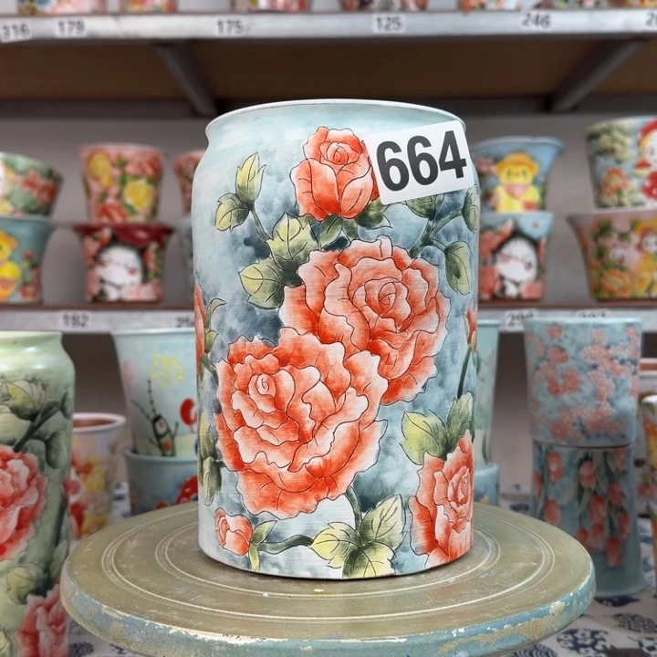 景德镇手绘多肉花盆