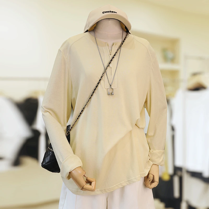 大码加宽加大女装可外穿长袖t恤遮肚子藏肉上衣胖mm洋气遮肉25173