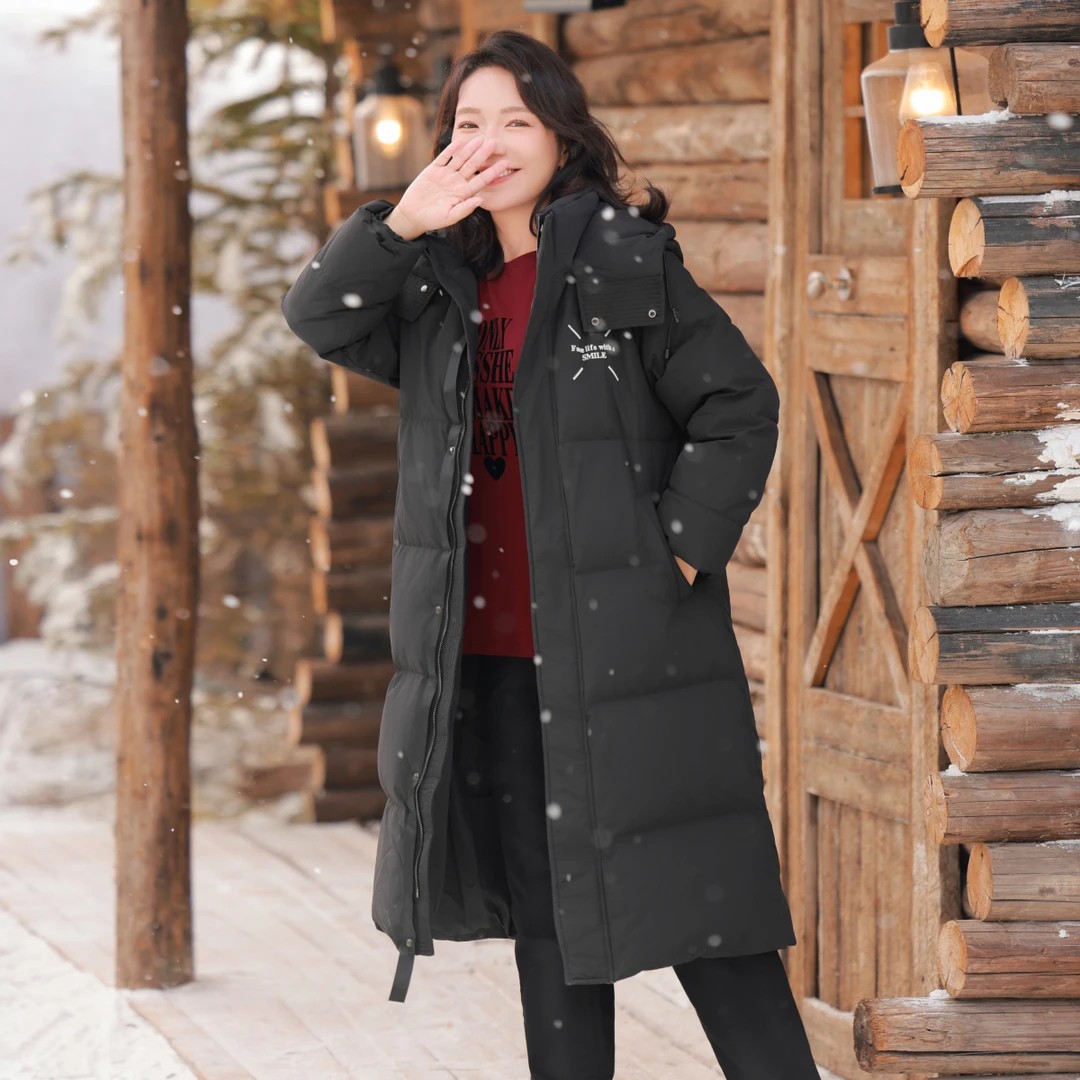 【远红外蓄热御寒防泼90白鸭绒羽绒服】MsShe大码女冬长款M2410009