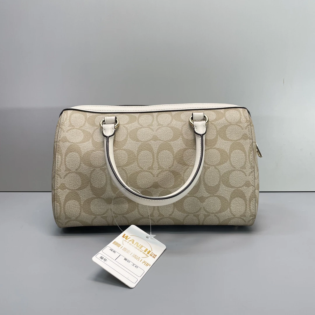 99新 COACH/蔻驰 白老花老花大号波士顿26X17X13cmM020415