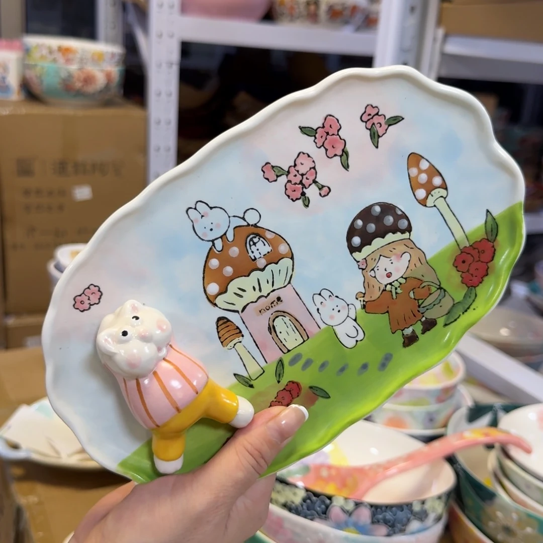 陶瓷拼布点心盘一只