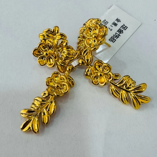 【艺馨专享】足金999饰品 海棠花耳钉 7.29 GP