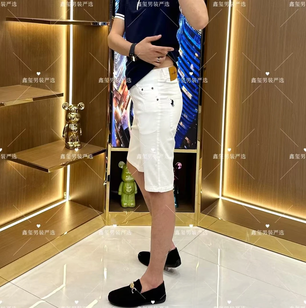 夏季牛仔短裤潮流简约男士韩版透气百搭弹力夏季轻奢时尚牛仔短裤