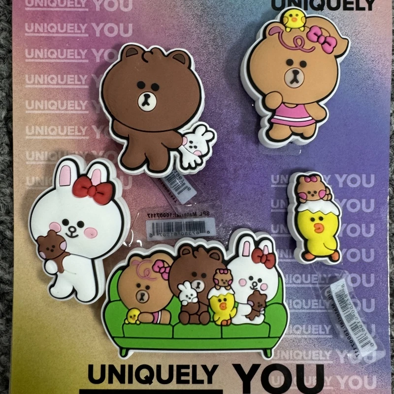 卡通布朗熊洞洞鞋鞋花配饰可爱DIY可拆卸鞋扣时尚百搭鞋子配件