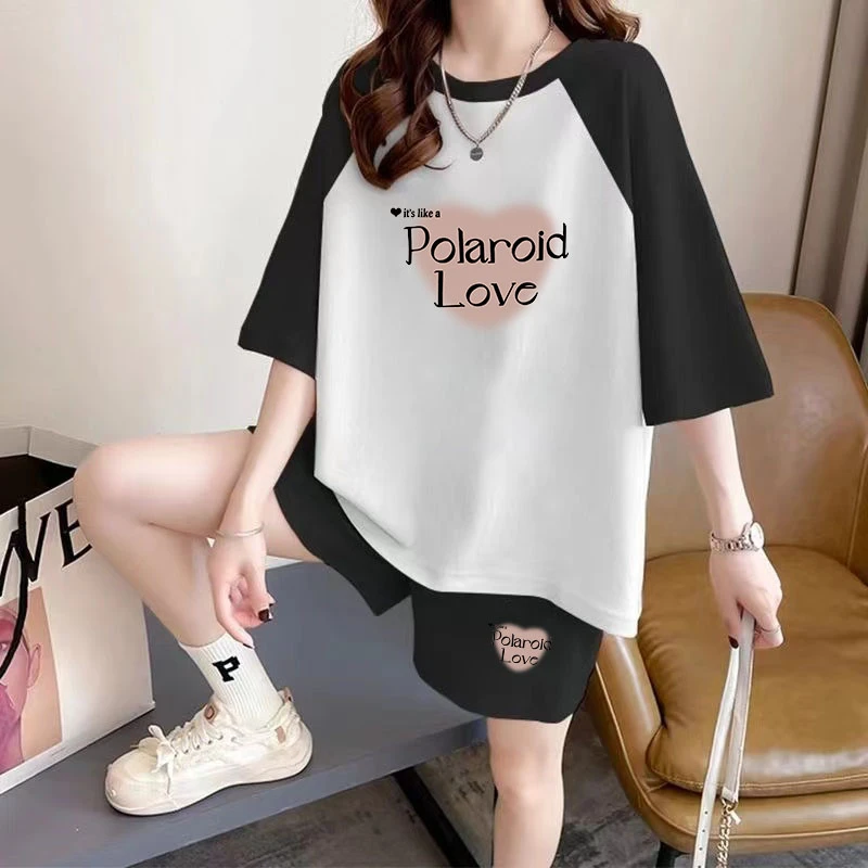 宽松休闲韩版洋气运动套装女夏季2025新款时尚减龄短袖短裤两件套