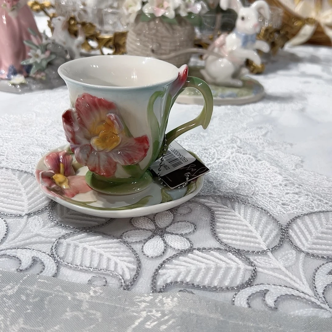 陶瓷0116福利出口鸢尾花杯碟