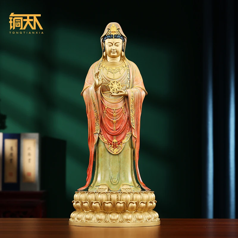 铜天下彩铜观音摆件普陀观世音铜观音家居桌面工艺品礼品