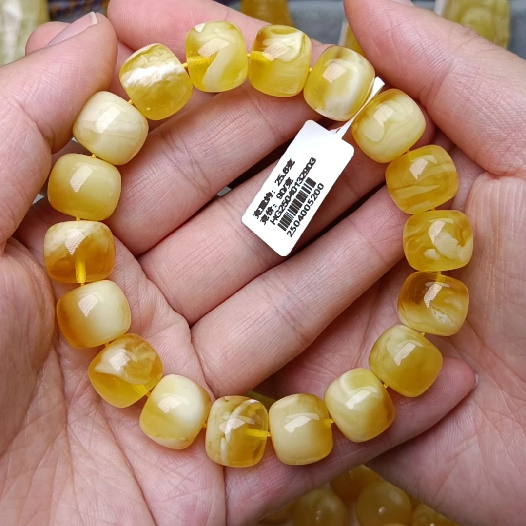 未镶嵌蜜蜡手链13.3精工老型金白溶洞妖花18手围