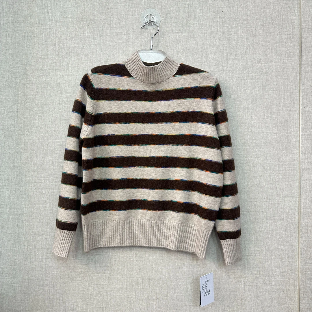 祥好服饰  冬季半高领条纹毛衣 98050