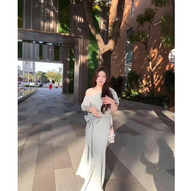 一只雪雪【长相思】新款春季气质温柔法式宽松系带不规则时尚套装