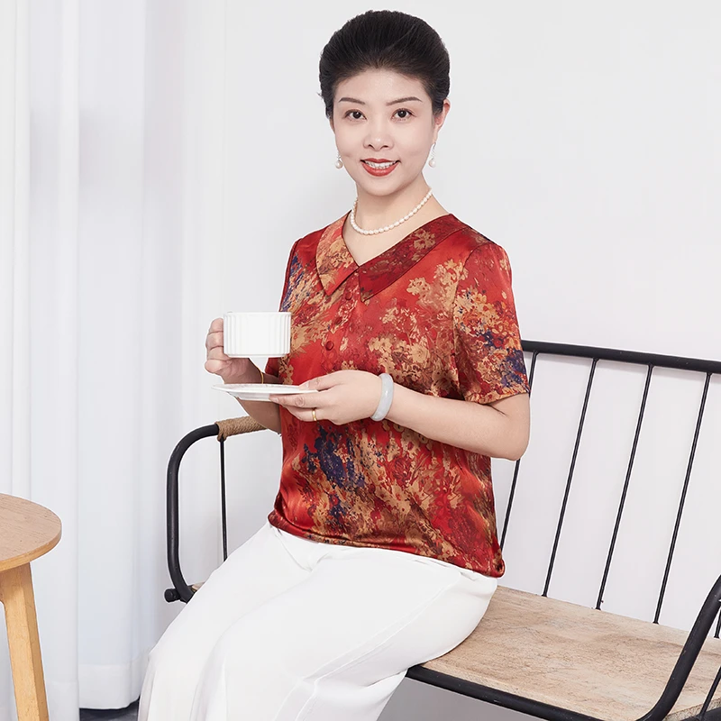 6022-新款上衣夏季短袖T恤印花时尚中式小衫减龄衣服