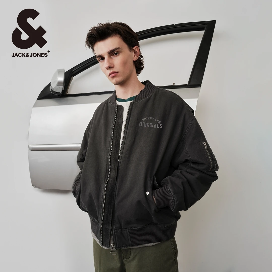 杰克琼斯秋冬新款男士棒球领夹克外套字母运动户外潮流高级感男装