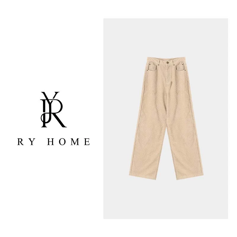 【容雨RYHOME】新款高腰100棉直筒宽松灯芯绒休闲裤K1997
