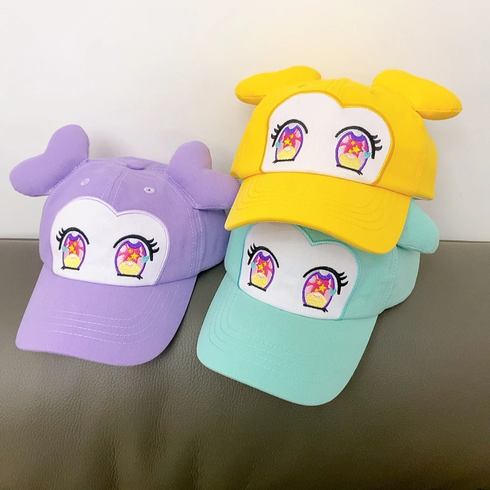 亲子款儿童男女小孩春秋款可爱大眼睛耳朵棒球帽子情侣鸭舌太阳帽