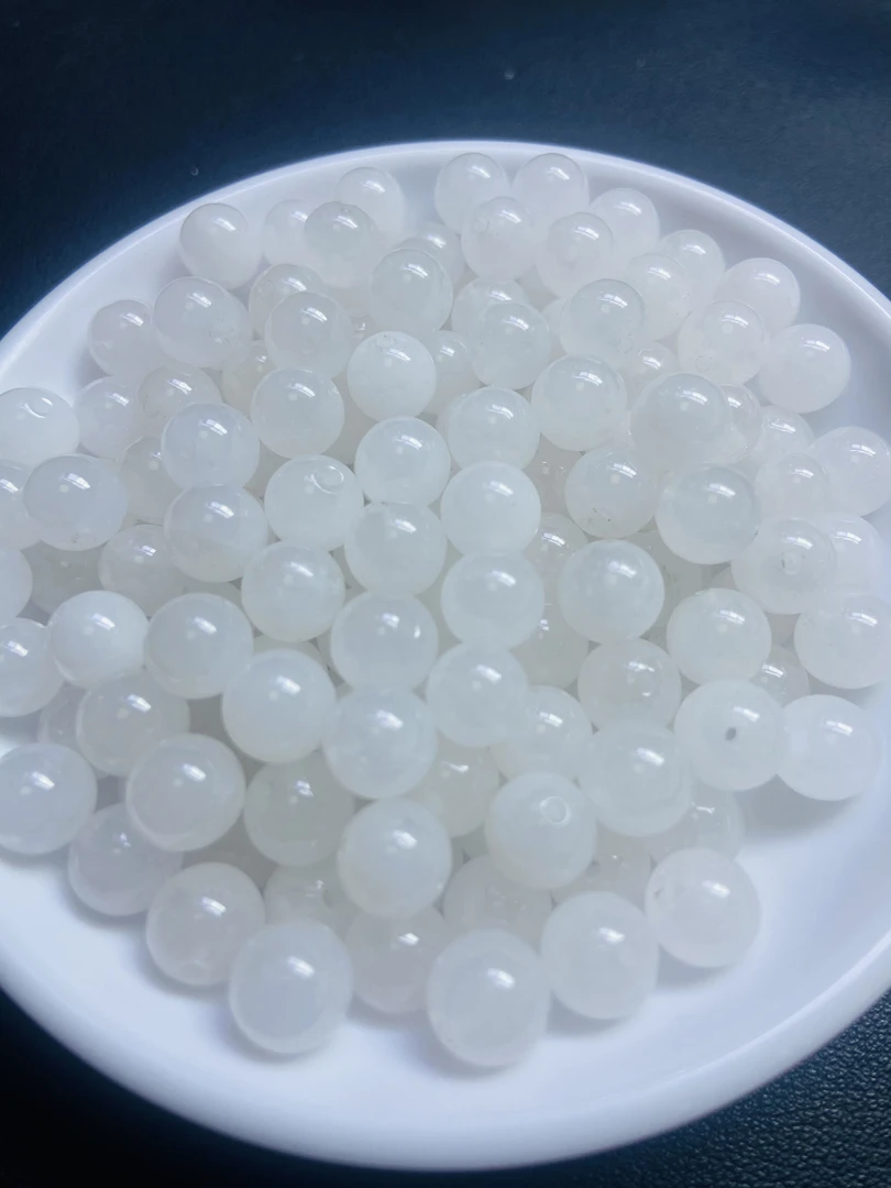 散珠天然和田玉  白玉21--卡10MM -- 20颗（赠弹力绳）