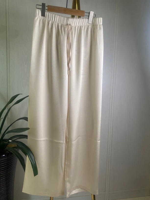 高腰白色阔腿裤丝滑夏季薄款休闲裤舒适大码醋酸裤子