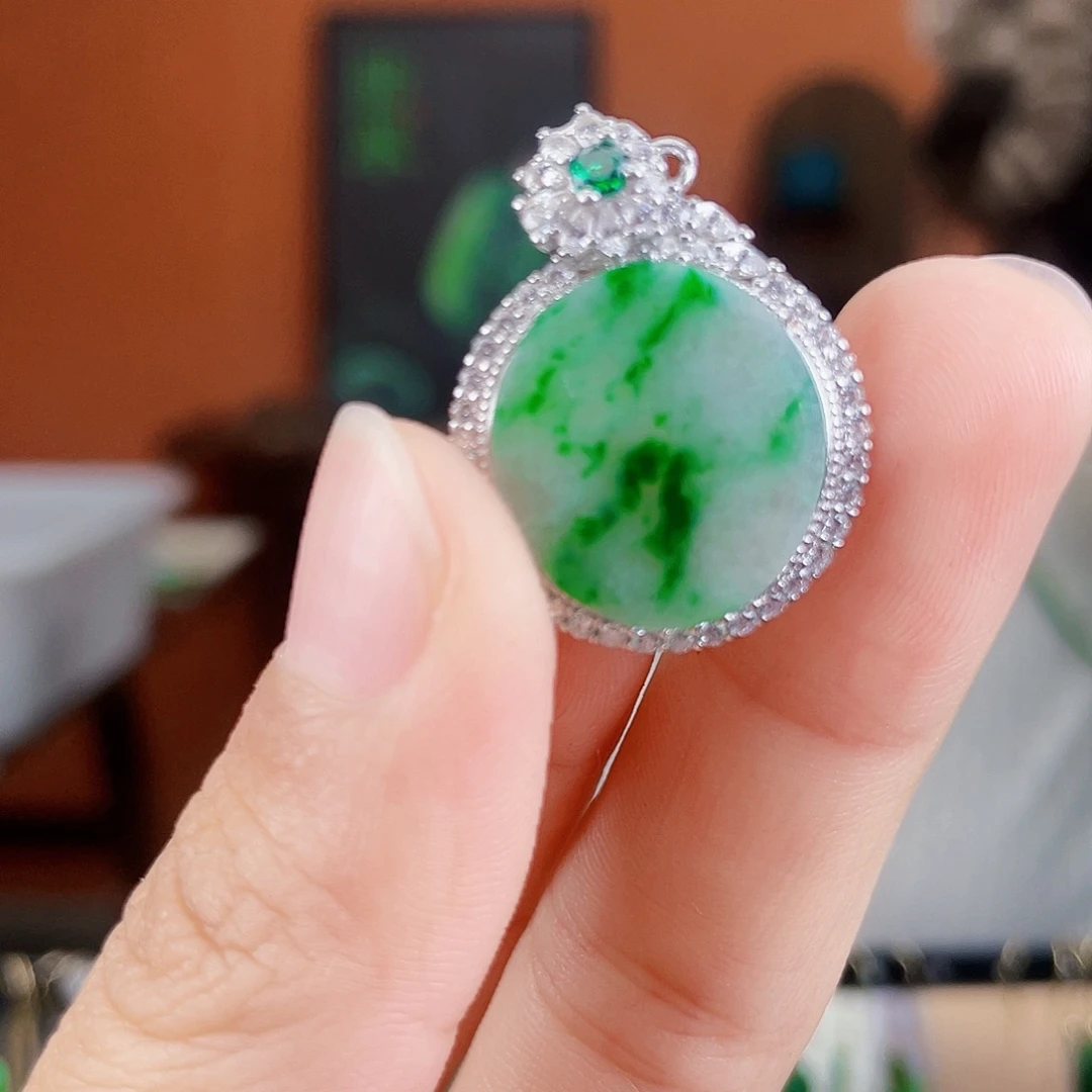 翡翠银S925镶嵌耳饰