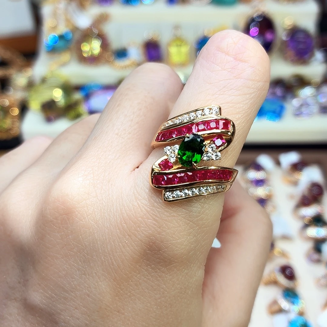 戒指银S925镶嵌透辉石