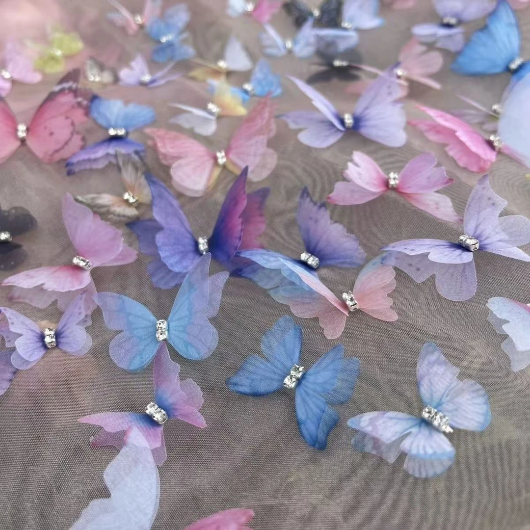 仿真双层立体蝴蝶薄纱汉服头饰手工发饰配件超仙设计