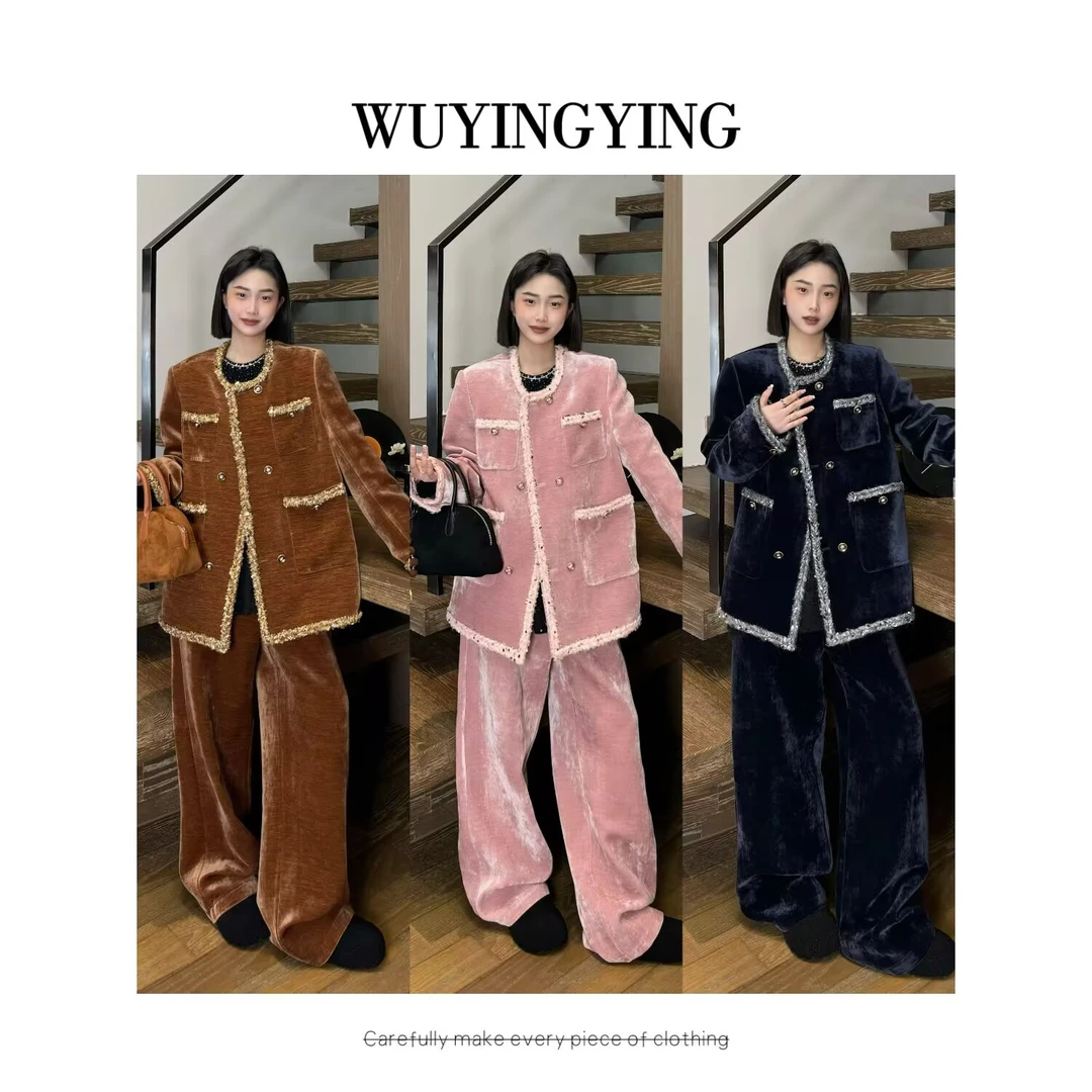 WUYINGYING【演绎香风】新年高定小香风设计名媛风外套+裤子套装