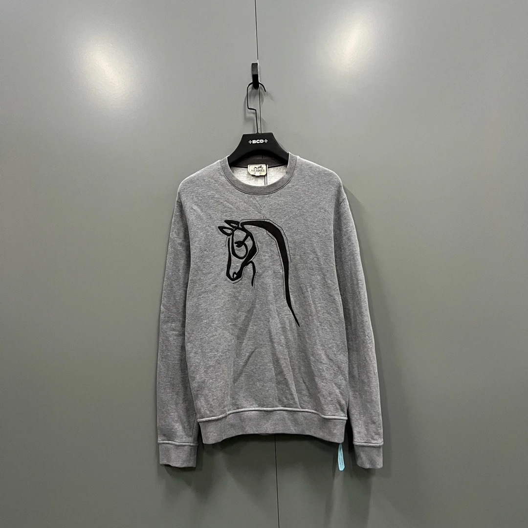 （bb）118 HERMES 爱马仕 羊羔皮拼贴卫衣 L码/95新/7950/203671