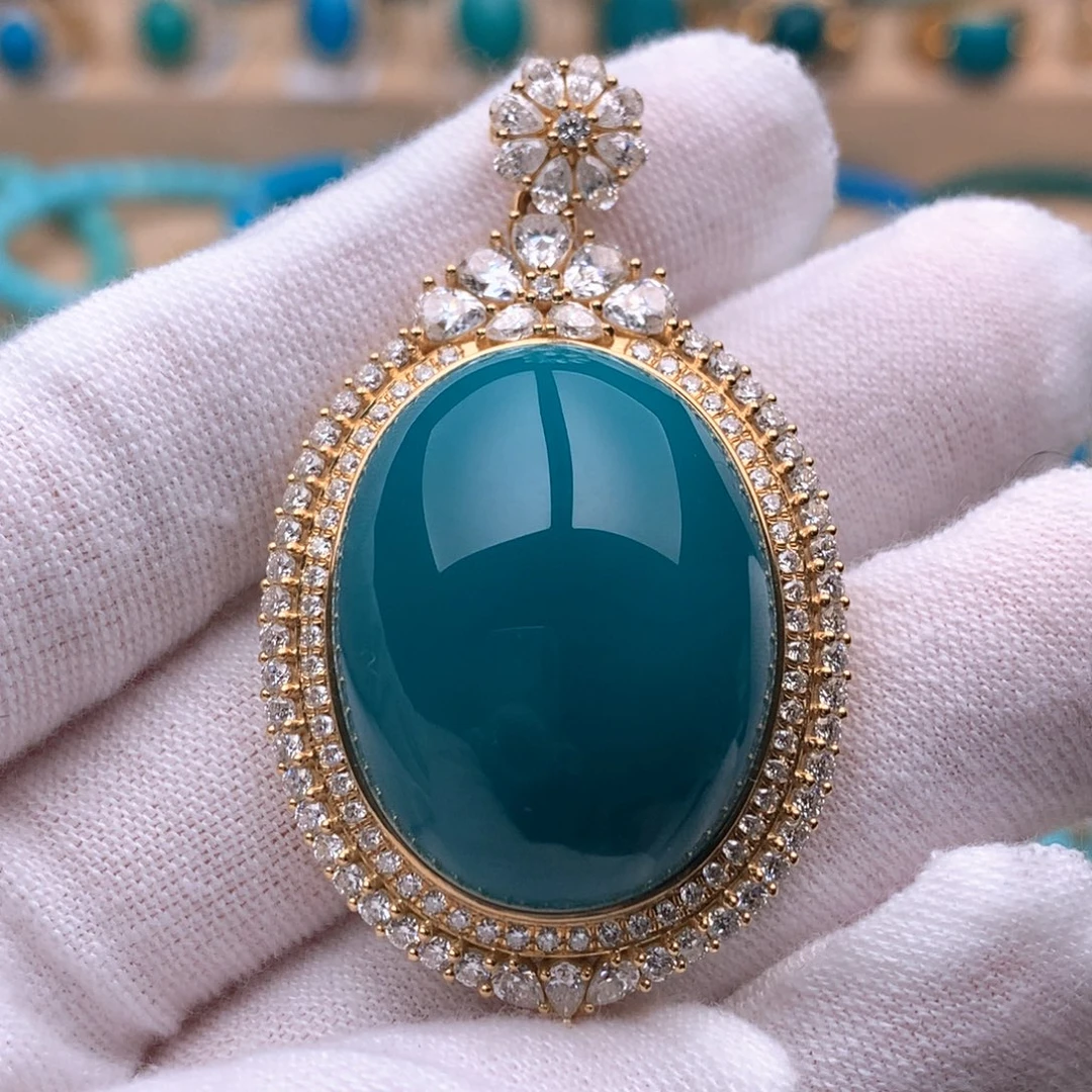 绿松石18K金镶嵌珠宝奇石