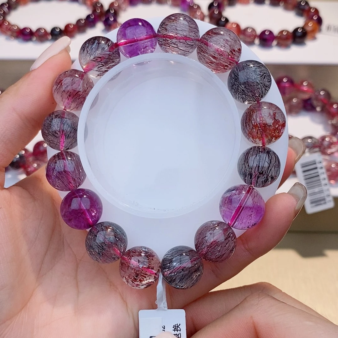 水晶未镶嵌手链黑加仑超七13+