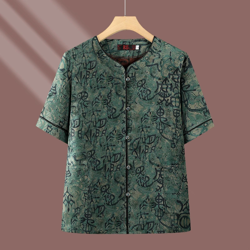 2025新款妈妈装夏季薄款大码洋气新中式衬衫中老年女奶奶上衣宽松