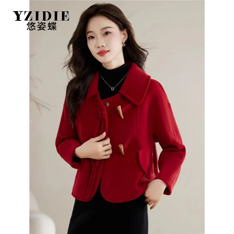 红色外衣女短2025春秋季新韩国风格宽松时尚的减少年龄