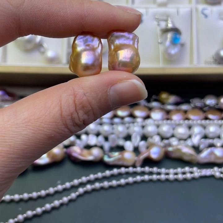 淡水珍珠耳饰银S925镶嵌