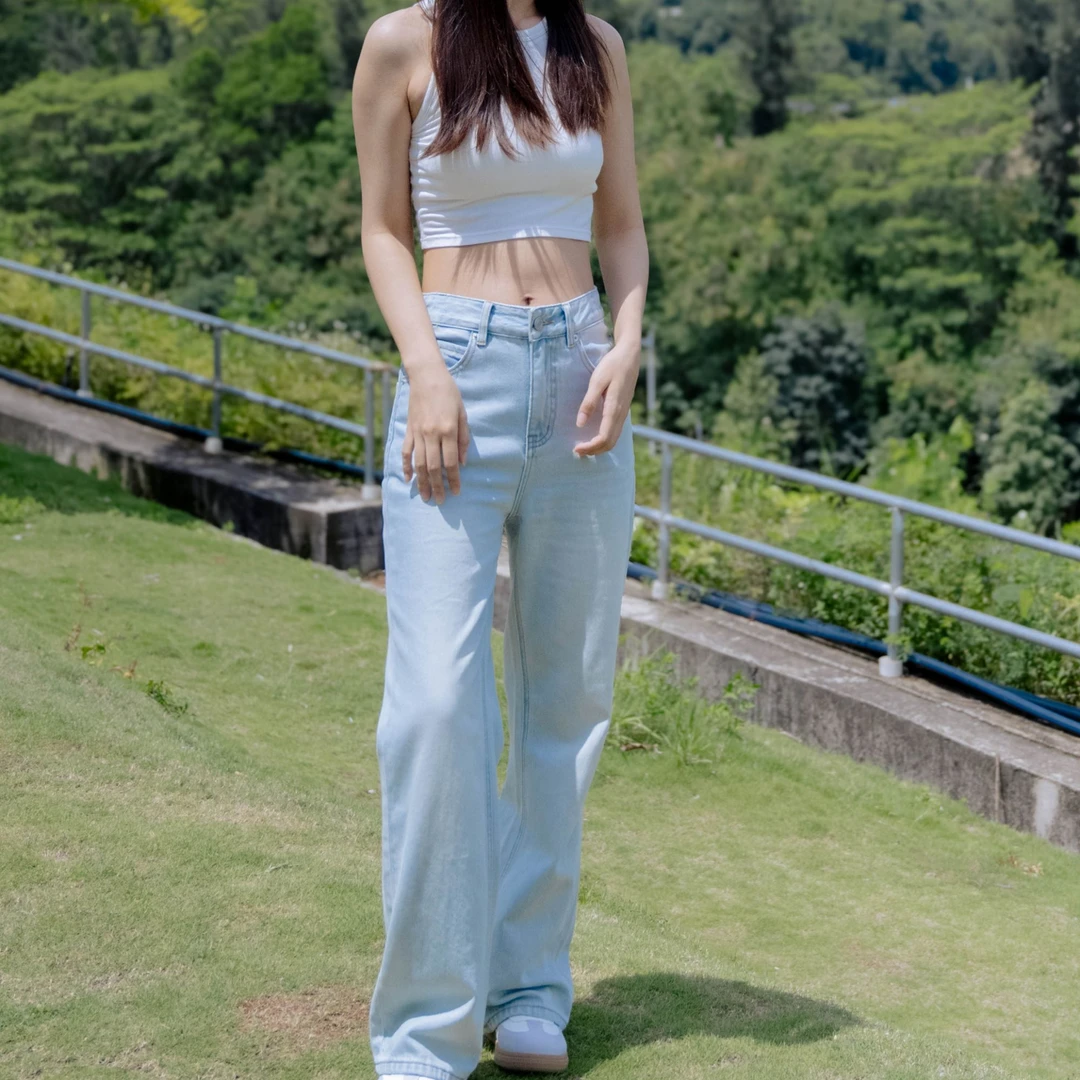 2025夏季新款夏天显瘦韩系拖地裤直筒裤牛仔裤