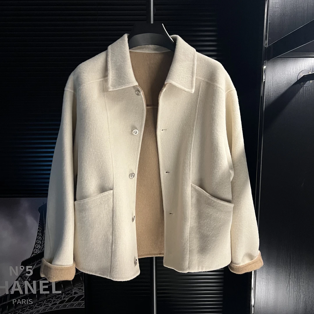 KK【运费补贴】高质量70%羊毛 双面毛呢外套男士休闲羊毛呢秋冬