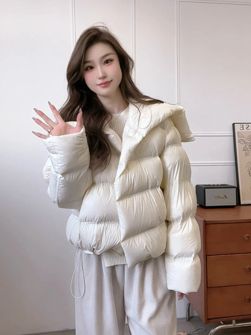 【新国标90绒】天使之翼羽绒服短款海军领纯色韩版面包服显瘦