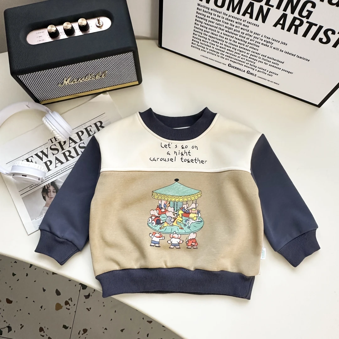 【朱鑫宇专属】2024年新款长袖加绒拼接百搭卫衣BMD3287