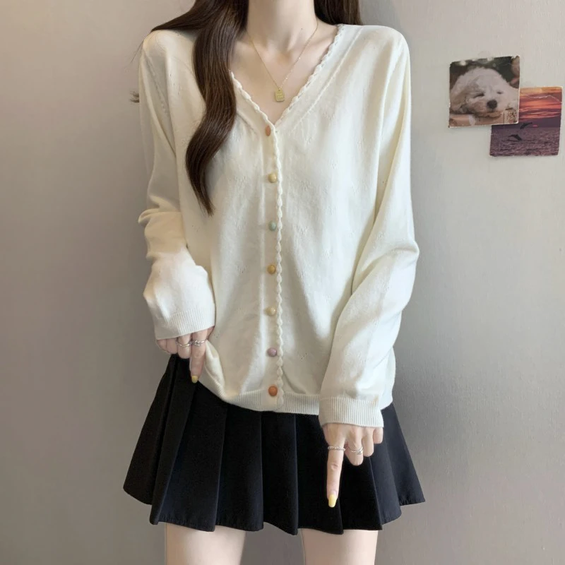 秋冬大码遮肉长袖针织开衫女胖mm显瘦高级感毛衣外套百搭正肩上衣