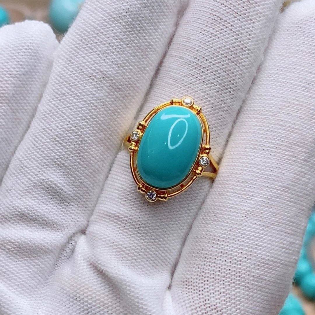 绿松石18K金镶嵌珠宝奇石