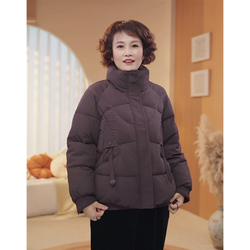 【90白鸭绒】妈妈装冬季羽绒服时尚洋气中老年加厚保暖羽绒外套8464