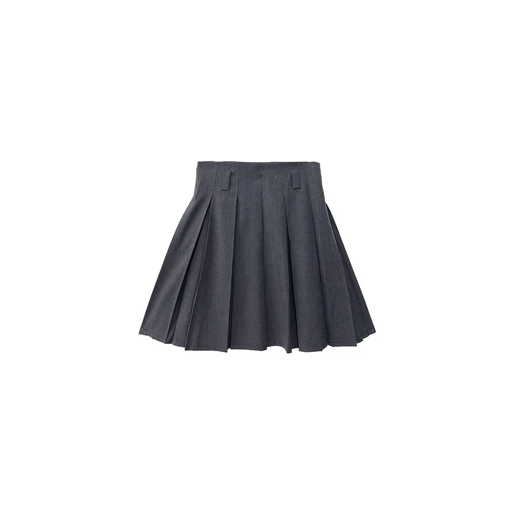 【学院少女】夏季高级感休闲百褶灰色高腰显瘦气质西装裙❤