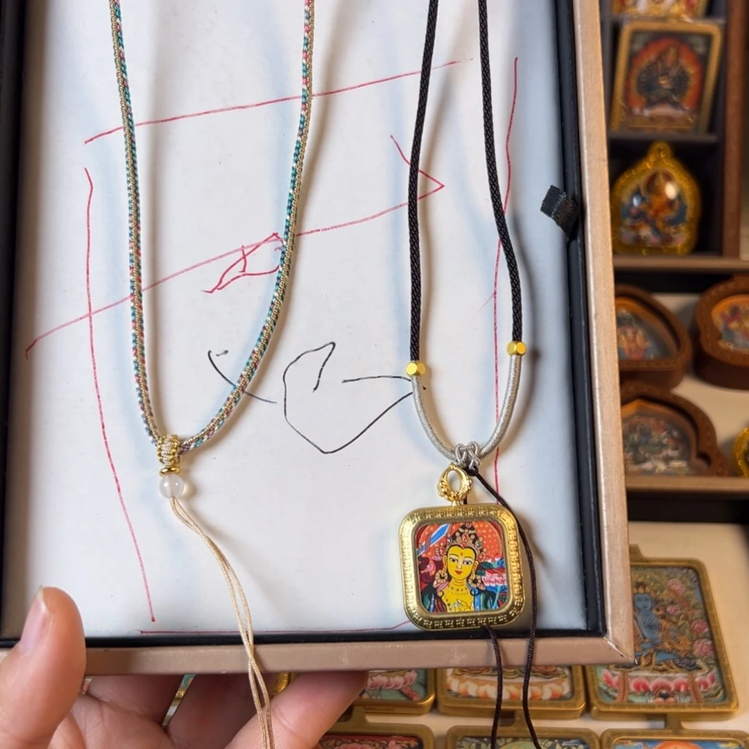 吊坠上**水装裱画文殊方卡