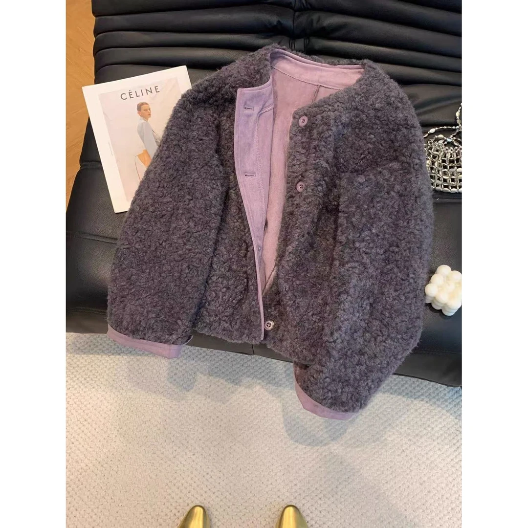 【运补5元】复古圈圈毛毛呢外套女欧洲站2025秋装欧货女装羊羔服潮