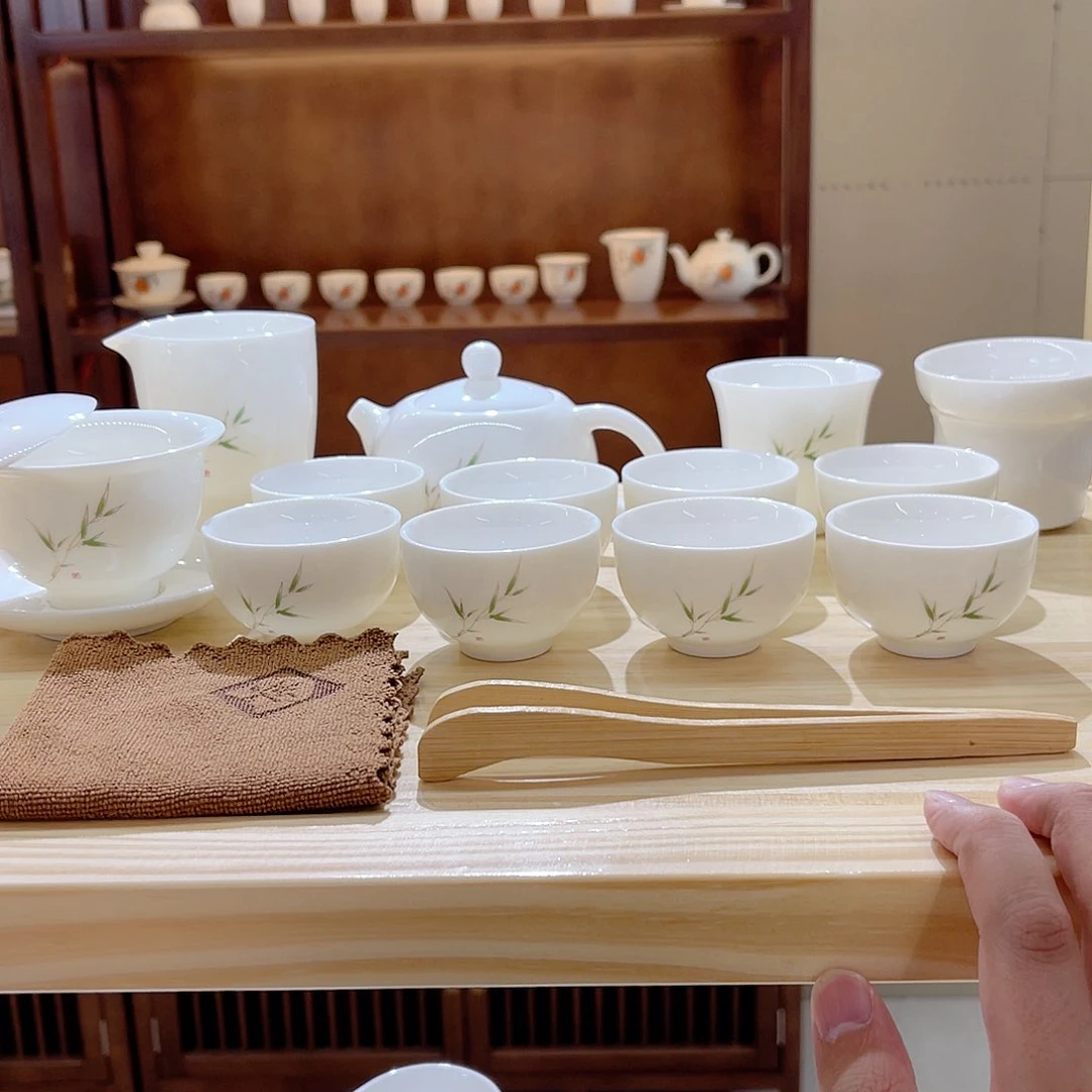 杯玄致羊脂玉瓷茶具套装