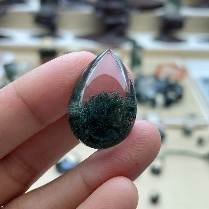 未镶嵌颈饰水晶绿幽灵聚宝盆水滴定制