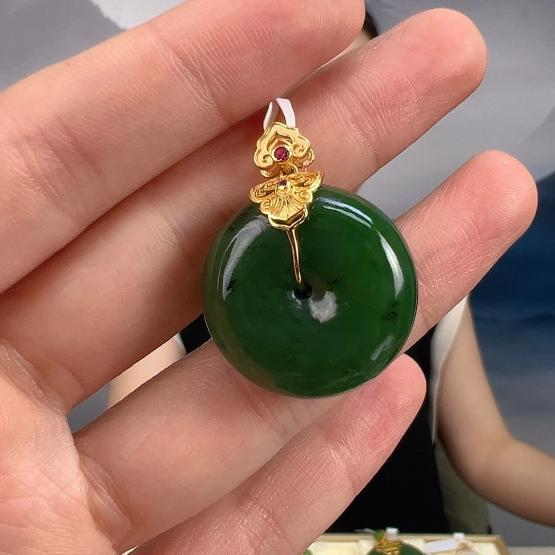 和田玉（碧玉）银S925镶嵌颈饰