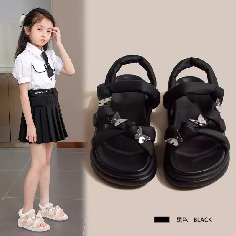 ABC女童凉鞋2025夏季新款儿童沙滩鞋时尚软底罗马百搭凉鞋中大童