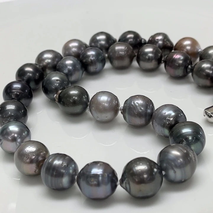 银S925镶嵌海水珍珠颈饰大溪地 12-14mm 50号