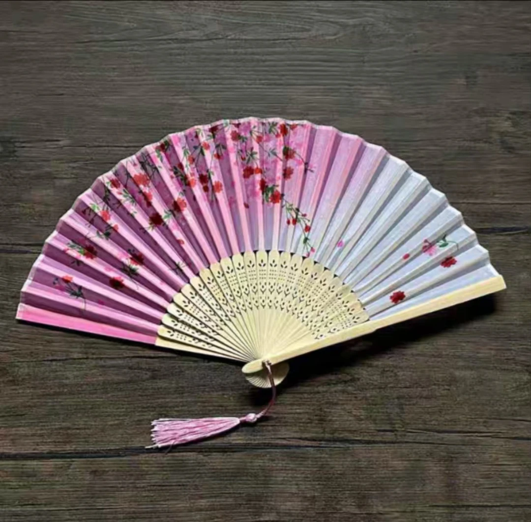 （新款）粉底桃花折扇 扇子折扇古风古典古装夏季复古流