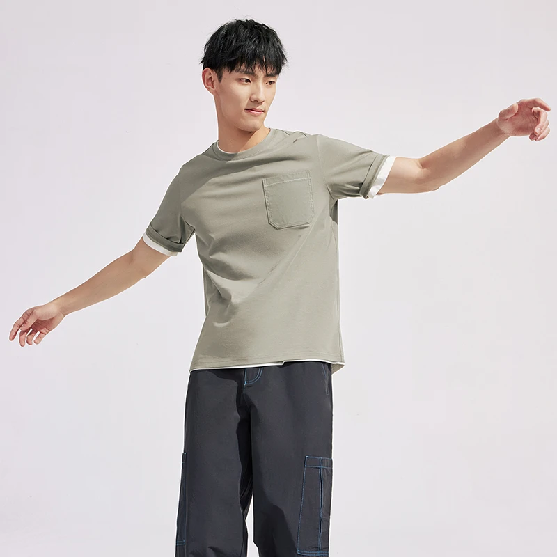 【风感波粒】坦博尔男士t恤凉感科技新款纯色宽松圆领短袖TA4230211